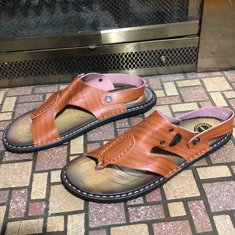 Brown Leather Roman Sandals - Casual  Men’s